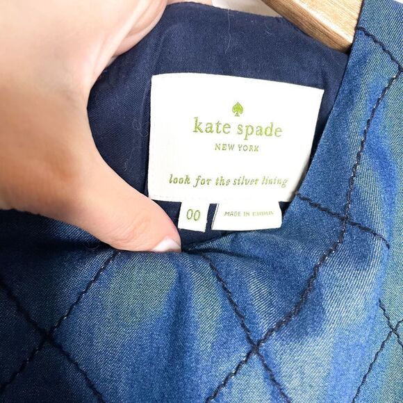 Kate Spade short-sleeve quilted chambray dress, darkest blue - Picture 3 of 11
